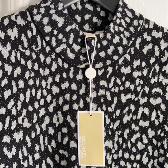 🆕 MICHAEL KORS Black & Silver Lurex Animal Print Top - Picture 6 of 11